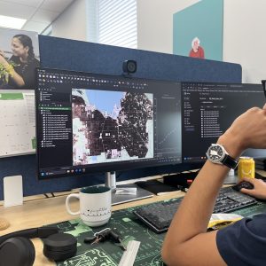 Student uses EO tools to analyze multi-spectral satellite imagery.